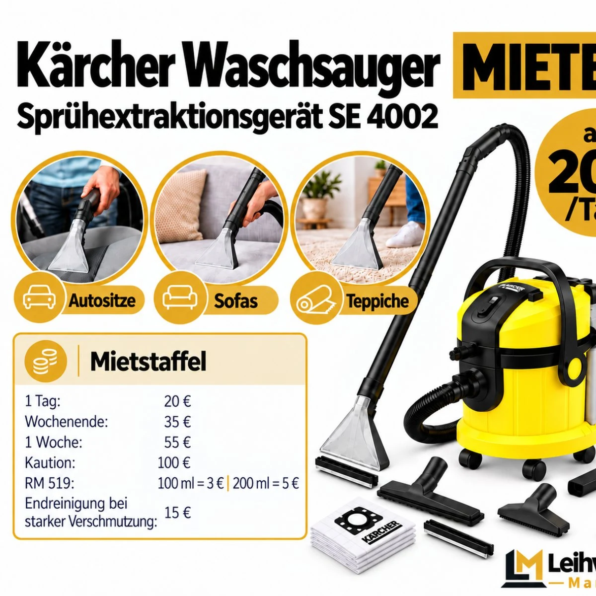 Kärcher Waschsauger SE4002 Sprühextraktionsgerät Nasssauger Polsterreiniger Auto KFZ Sitze
